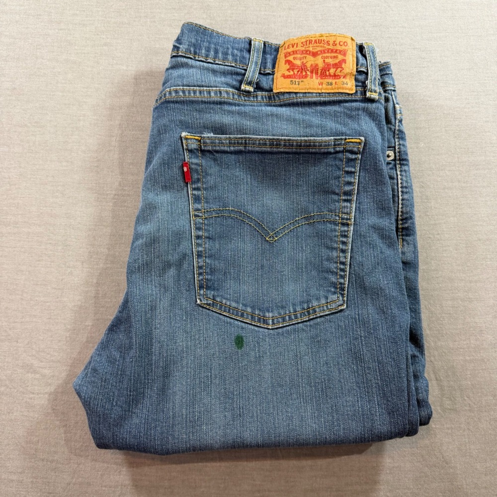 Levi's 513 Slim Straight Jeans Mens 38x34 Blue Good Medium Wash Denim 08513-0200